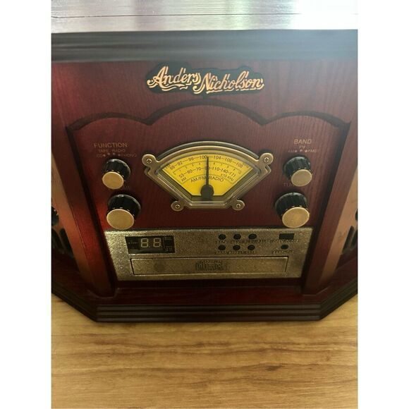 Anders Nicholson Wood Turntable Cassette CD Stereo System AM/FM Radio - Picture 3 of 6